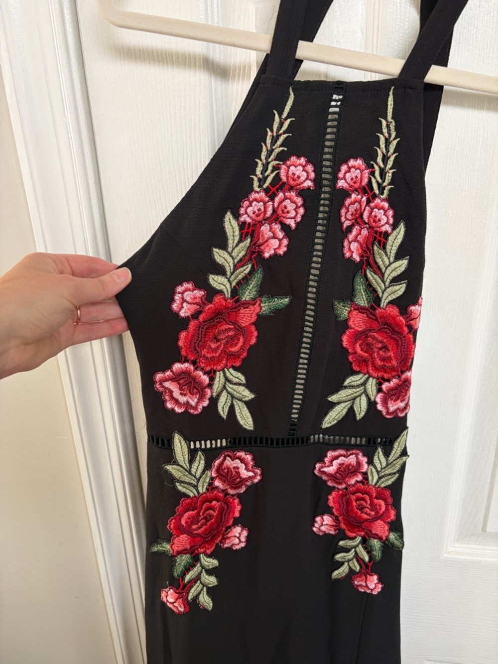 Luxxel Halter Neck Floral Embroidered Maxi Dress - Picture 3 of 9
